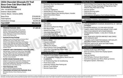 2026 Chevrolet Silverado EV Trail Boss - Extended Range