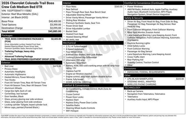 2026 Chevrolet Colorado Trail Boss