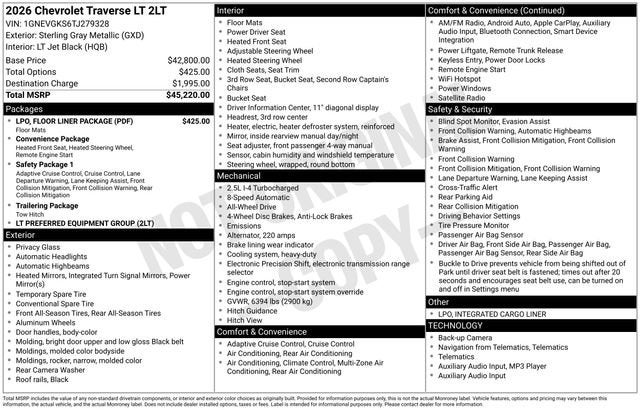 2026 Chevrolet Traverse LT