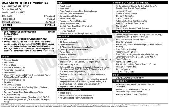2026 Chevrolet Tahoe Premier